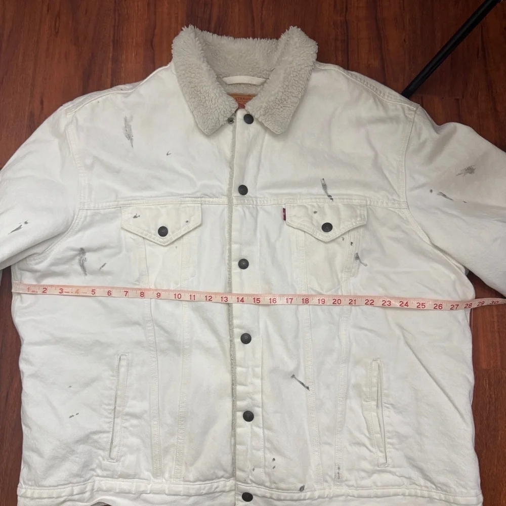 Levis Sherpa Vintage Denim Jacket Distressed Size XXL